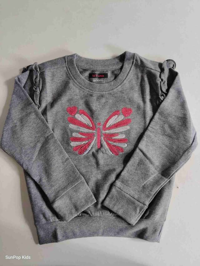 Lil Chic Girls’ Butterfly Sequin Sweatshirt